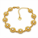 Pulsera Girasoles Dorada Mujer con Cristales Ajustable Regalo