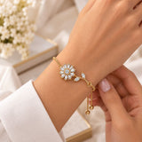 Pulsera Girasol Mujer Dorada con Cristales Ajustable Elegante Regalo