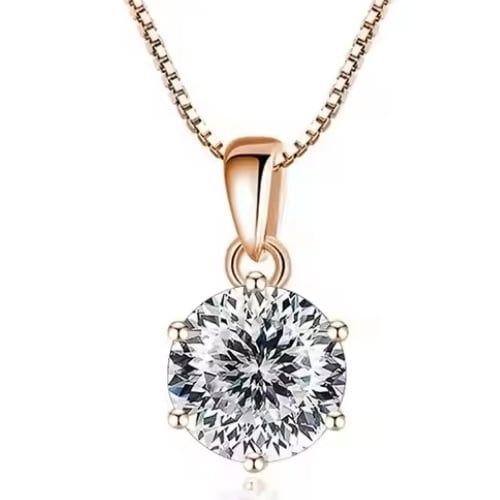 Collar Punto de Luz Oro Rosa Mujer Acero Inoxidable con Circón Brillante