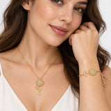 Set Collar y Pulsera Girasol Mujer Dorado con Brillos Elegante Regalo