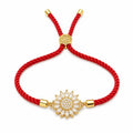 Pulsera Girasol Giratorio Mujer Cordón Rojo Ajustable Acero Inoxidable Regalo