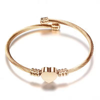 Puñera Pulsera Bangle Corazón Mujer Baño Oro Rosa Ajustable