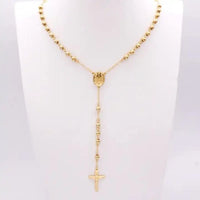 Collar Rosario de Acero Inoxidable Baño de oro