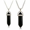 Collares de Pareja Piedra Ónix Negro Acero Inoxidable Hombre y Mujer Pack 2