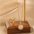 Set Collar + Anillo Ajustable Girasol giratorio Mujer