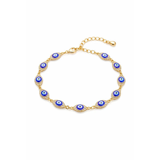 Pulsera Ajustable Ojo Turco Azul para Mujer en Tono Oro Rosa