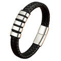 Pulsera Cuero Trenzado Hombre Acero Inoxidable Regalo Papá