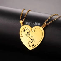 Collar Parejas Novios Acero Inox Cuero Yin Yang Gato Amistad Lover