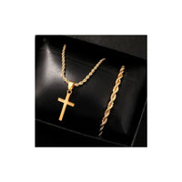Set Collar y Pulsera Cruz Hombre Cadena Torsal