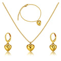 Set Collar + Pulsera + Arete corazón Golden mujer