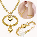 Set Collar y Pulsera Corazón Acero Inoxidable Dorado