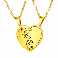 Collar Parejas Novios Acero Inox Cuero Yin Yang Gato Amistad Lover