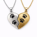 Collares para Parejas Corazón Huellitas de Perrito Dorado y Plateado pet lover