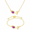 Set de collar y pulsera ajustable tulipán dorado para mujer
