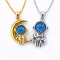 Collares para Parejas Astronautas Luna y Estrellas Dorado y Plateado