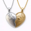 Collares para Parejas Corazón Sol y Luna Dorado y Plateado