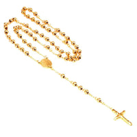 Collar Rosario de Acero Inoxidable Baño de oro