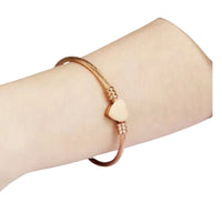 Puñera Pulsera Bangle Corazón Mujer Baño Oro Rosa Ajustable