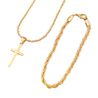 Set Collar y Pulsera Cruz Hombre Cadena Torsal