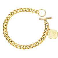 Pulsera San Benito dorada acero inoxidable chunky mujer hombre